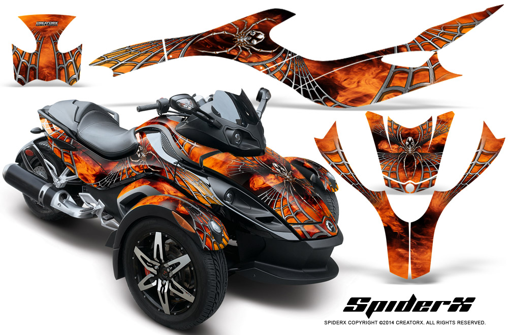 CAN-AM BRP SPYDER RS GS GRAPHICS KIT CREATORX DECALS SPIDERX ORANGE | eBay