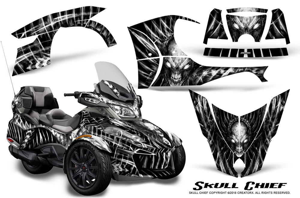 CAN-AM BRP SPYDER RT 2014-2019 CREATORX GRAPHICS KIT DECALS SKULL CHIEF ...