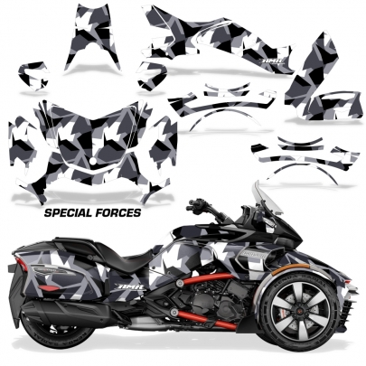 Can Am Spyder RS Roadster Stage Graphic Kit Blue Grey
